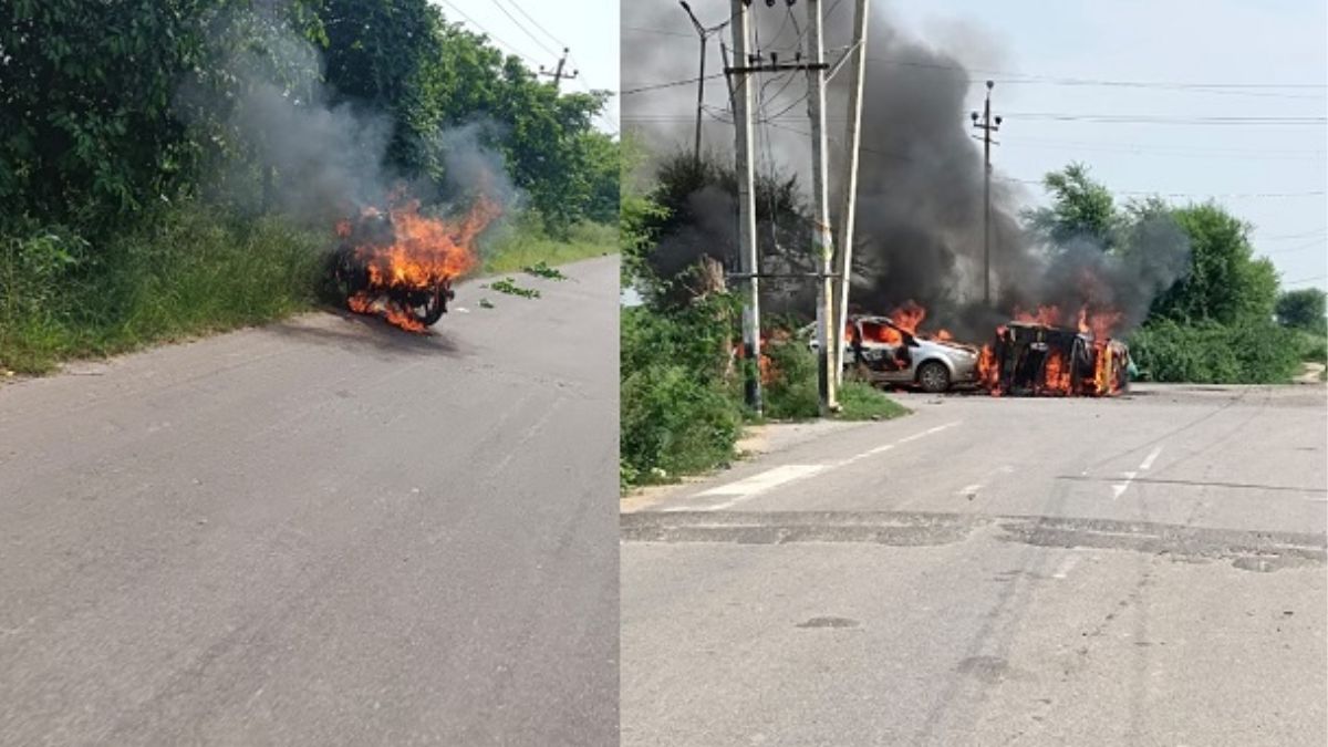 nuh-violence-men-on-bikes-hurled-fire-bomb-at-two-religious-places-in-haryana-during-night